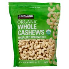 kirkland organic whole cashews unsalted unroasted