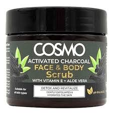 cosmo activated charcoal face and body scrub